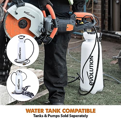 Evolution R12DCT 12 Inch Concrete Saw with Water Fed Dust Suppression (Aka Angle Grinder, Cut Off Saw, Masonry) Electric, No Gas, 4-1/2" Cut - Incl Premium Diamond Blade (Formerly R300DCT+) - Image 4