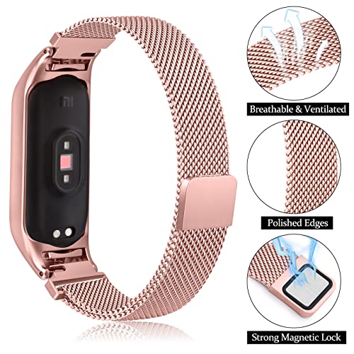 Image of Tobfit Magnetic Strap Compatible for Xiaomi Band 5 /6 (Watch Not Included), Stainless Steel Chain Strap with Magnetic Buckle, Sport Replacement Watchstrap for Women Men