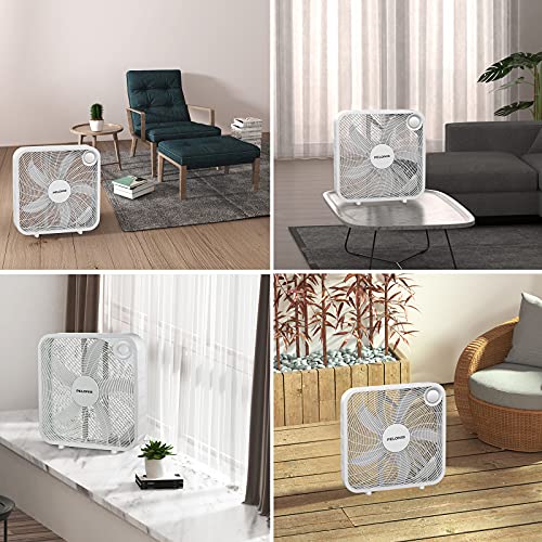 Pelonis 3-Speed Box Fan For Full-Force Circulation With Air Conditioner, White #TOP7