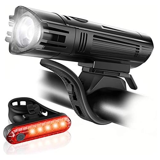Ascher Ultra Bright USB Rechargeable Bike Light Set, Powerful Bicycle Front Headlight and Back Taillight, 4 Light Modes, Easy to Install for Men Women Road Mountain Cycling Black