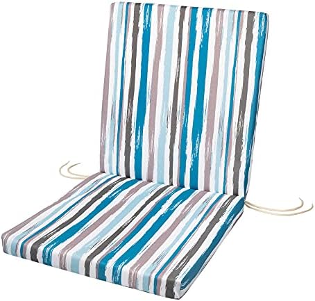 SOFTILLO Waterproof Low Back Chair Cushion With Ties 100x45x4cm | Indoors/Outdoors Patio Seat Pad Cushion For Garden Chairs, Loungers, Recliner, Relaxer | Water-Resistant Material |Marocco Graphite