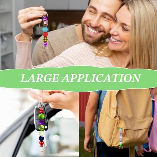 ADNEWX Barres de Porte Clés Perles, Argenté Porte-Clés Vierges 56 Pcs – vue 7