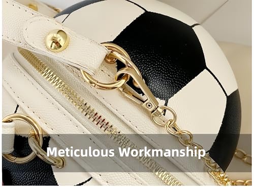 Football Purses for Women, Chain Shoulder & Crossbody Bag, Shaped Round PU Leather Personality Soccer Mom Bag (Pink 1)4