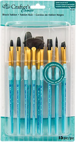 Lot de 15 brosses en taklon noir Royal Brush RCC603 pour peinture