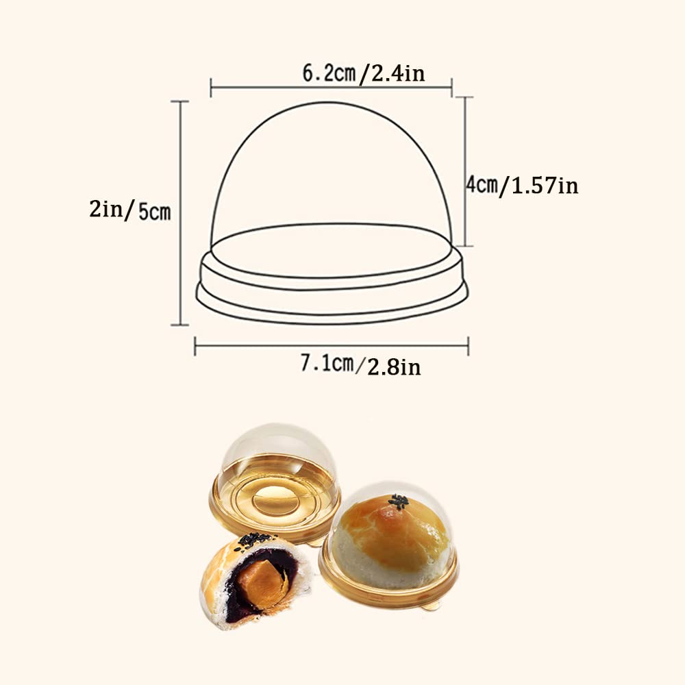 50 mini scatole per cupcake, trasparenti per cupcake, per mini muffin, torta, con coperchio trasparente, contenitori usa e getta (5,1 cm)