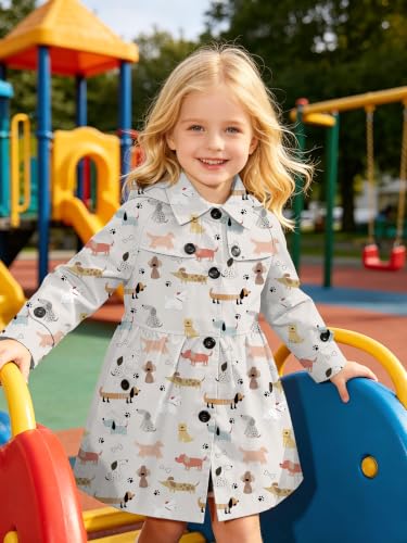 Image of Cromoncent Girl's Rain Jackets Waterproof Hoodie Trench Coat Cute Dress Coat Outerwear, 3-12 Years