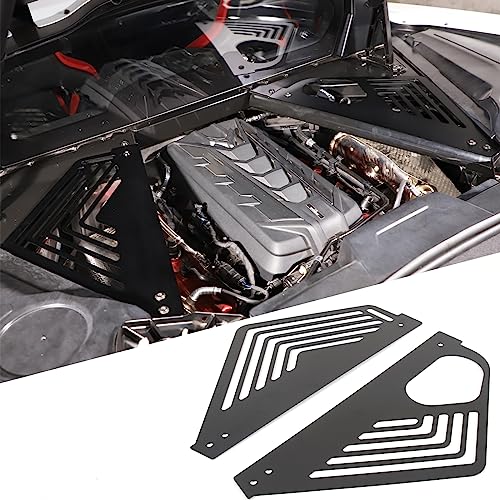 Cheayar Engine Bay Panel Cover Compatible With Chevrolet Corvette C8 2020-2023, Aluminum Alloy Rear Engine Covers Left Right Engine Case Guards Protector Splash Shield, C8 Accessories 2Pcs (Black) #TOP9