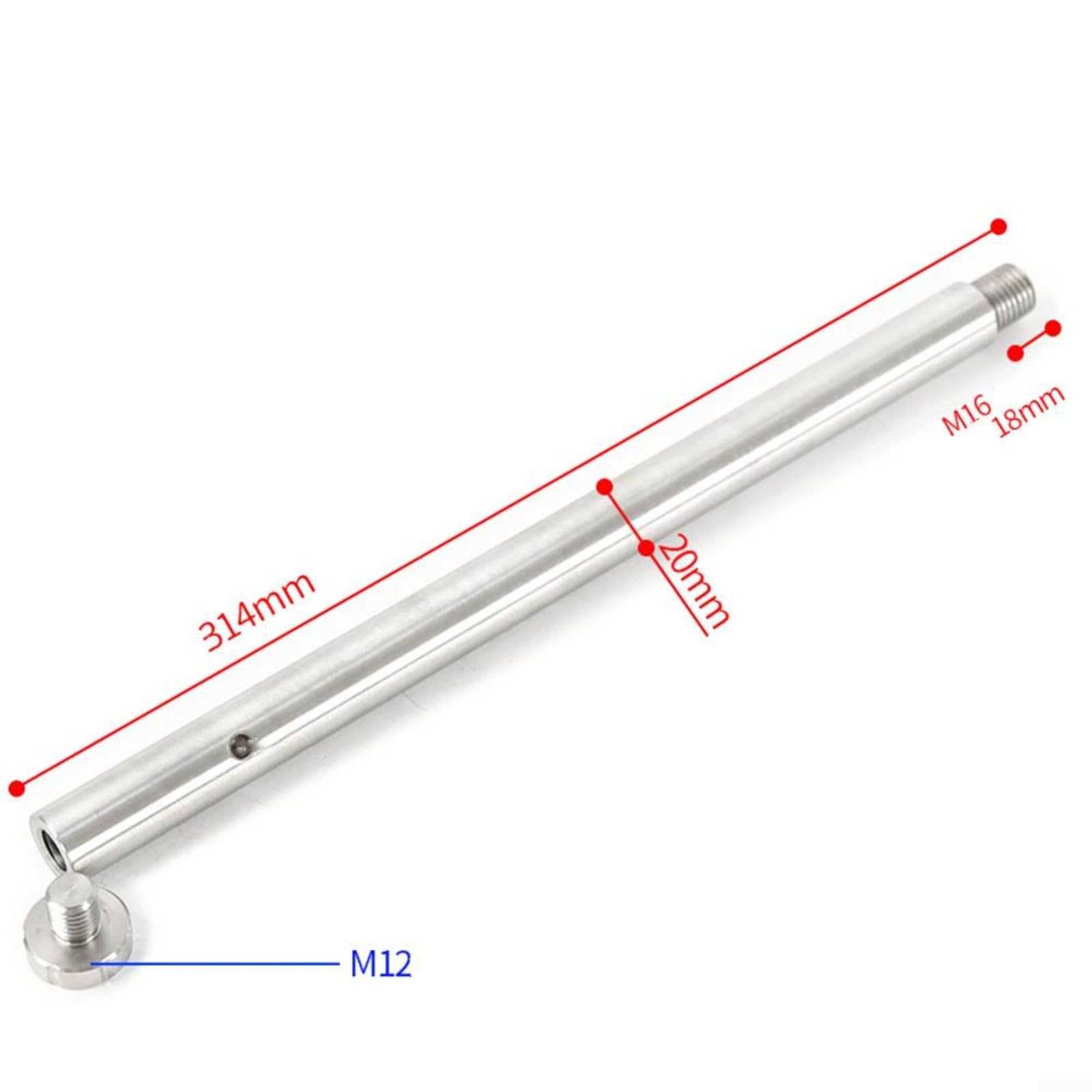Astronomisches Teleskop-Gegengewichtsstange, Edelstahl-Balance-Stange für EQ-Halterungen (164 mm/314 mm/470 mm), M12/M16 Gewinde für 80EQ/EXOS-2/HEQ5 Serie (314 mm-M16)