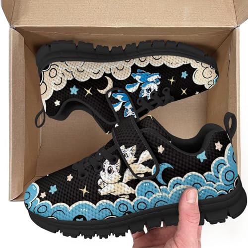 Little Kid Boys Shoes Non Slip Lightweight Breathable Comfortable Sport Athletic Running Tennis Sneakers Moon Star Cartoon Cat Pattern2