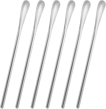 6-Pack 6.2" / 15.8cm 304 Stainless Steel Long Handle Stirring & Mixing Spoon Reusable Bar Tool for Coffee, Tea, Iced Drinks & Cocktails