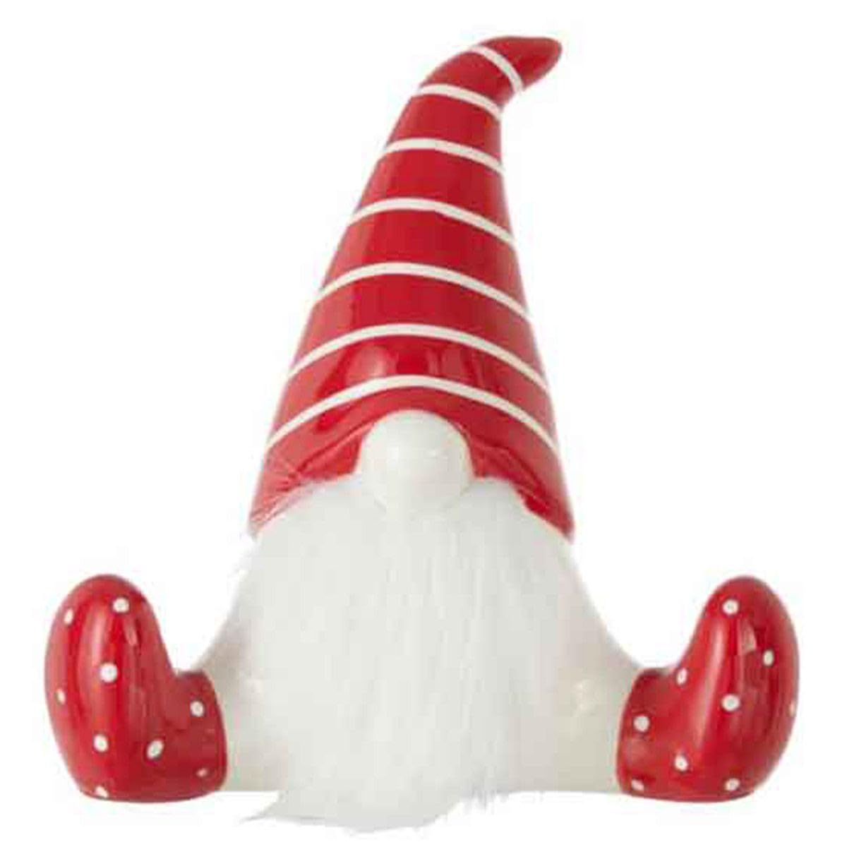 Statuette Déco Père Noël Assis 19cm Rouge & Blanc