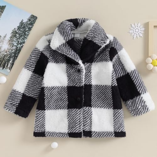 Kids Boy Girl Plaid Jacket Long Sleeve Collared Button Down Fall Winter Jacket Outwear Warm Clothes2