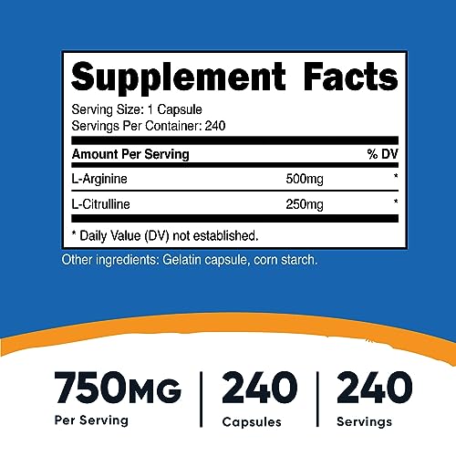 Nutricost NC-LARGLCIT-CAP L-Arginine L-Citrulline Complex 750Mg thumb #1