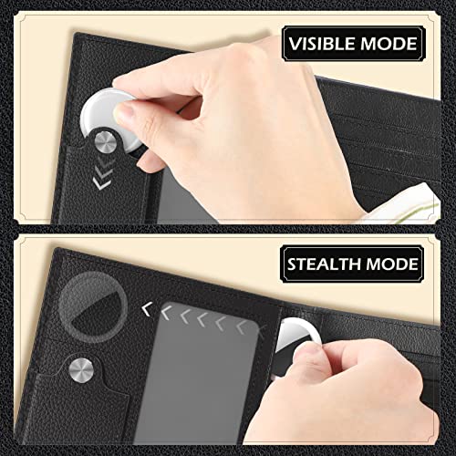 typecase Mens Leather Wallet with AirTag Holder: Hidden Pocket Compatible with Apple Air Tag,Top Grain Leather, Bifold, Slim, RFID Blocking - 10 Card Capacity | Bill Divider | ID Window (Black)3