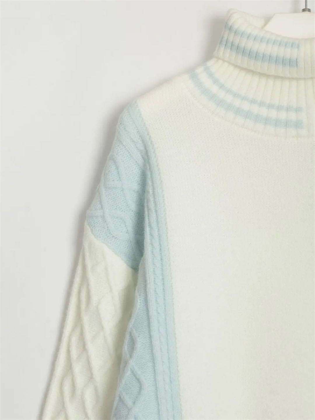 Maglione da donna a collo alto, lavorato a maglia, a maniche lunghe, casual, top larghi