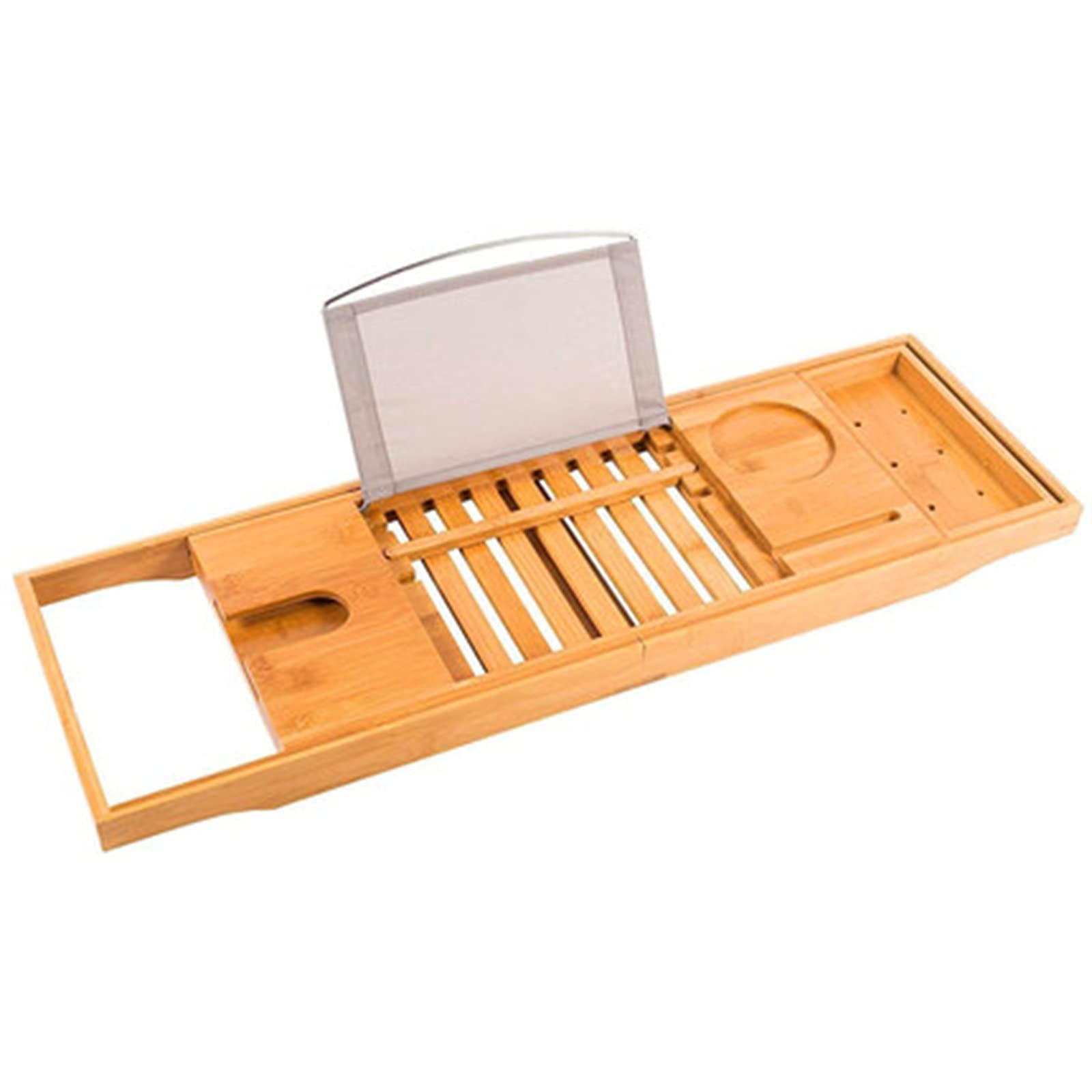 JKJZSALJ Bathtub Rack Bamboo Bathtub Rack Bathroom Shower Telescopic Non-Slip Bathroom Multifunctional Shelf Mobile Phone Holder Bathroom Trays