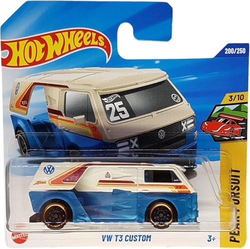 Hot Wheels VW T3 Custom JBB21 Peak Pursuit 3/10 Short Card Volkswagen Bus White Blue Red VW Licence Mattel 2025 1:64