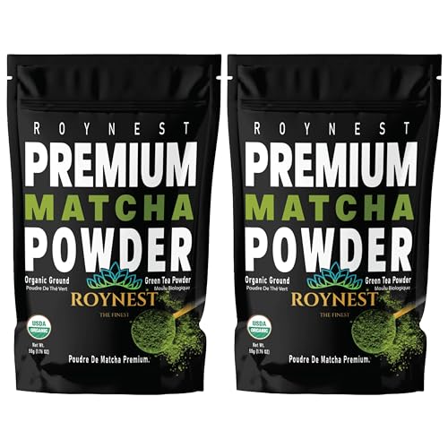 Roynest Premium Organic Matcha Powder – 100% Pure Matcha for Iced Lattes, Smoothies, Cold Drinks & Baking | Clean Energy, Vegan, Non-GMO, USDA Certified | 50g Resealable Pouch (2 Pack)