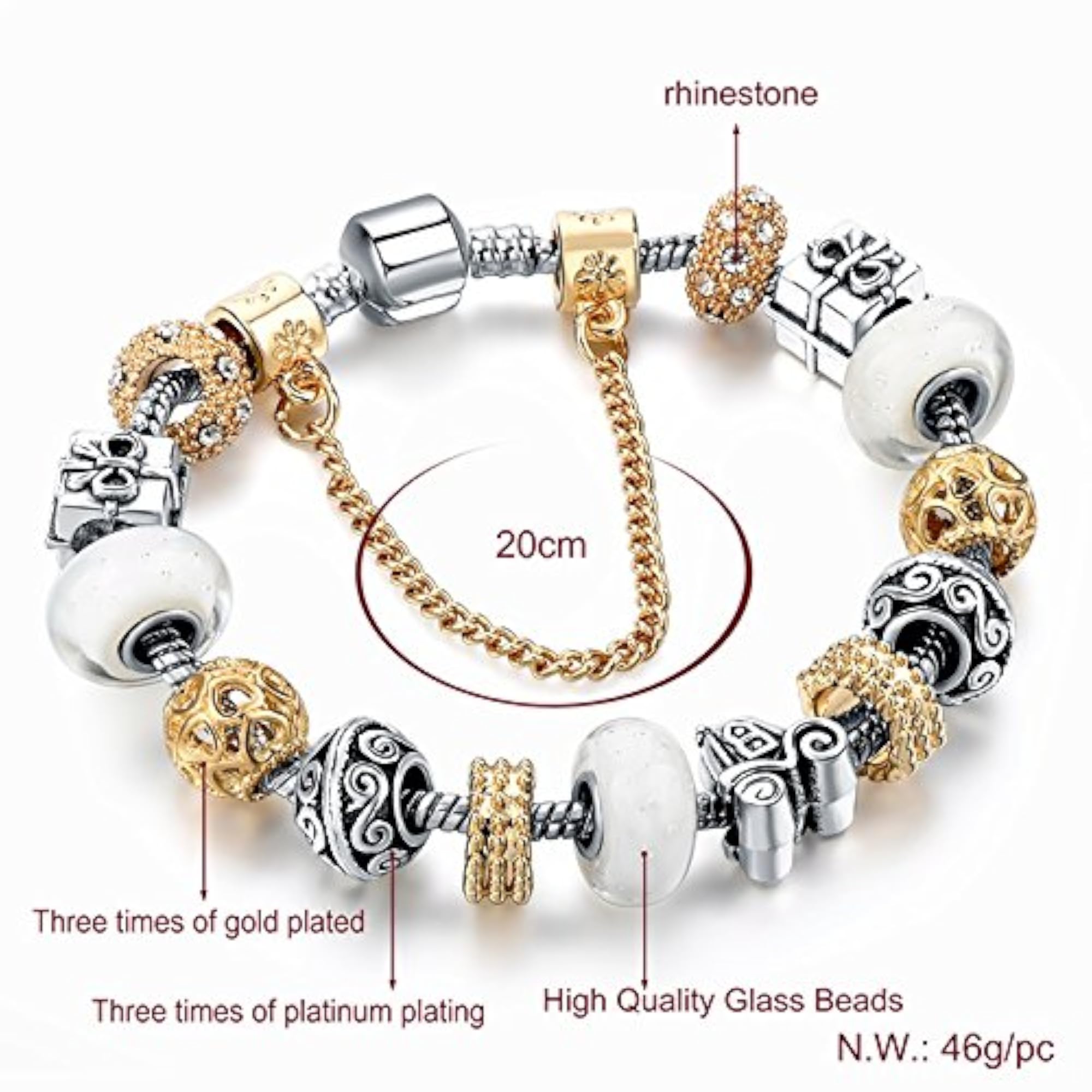 Crystal Heart Bracelet - Base Metal