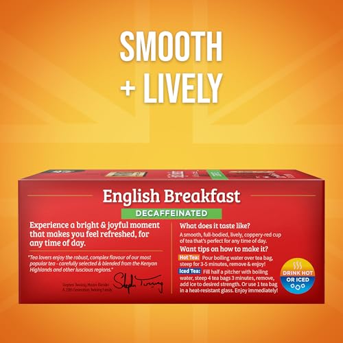 Twinings Decaffeinated English Breakfast Black Tea Individually Wrapped Bags, 100 Count (Pack of 1), Smooth, Flavourful Black Tea, Enjoy Hot or Iced, 100 Teabags