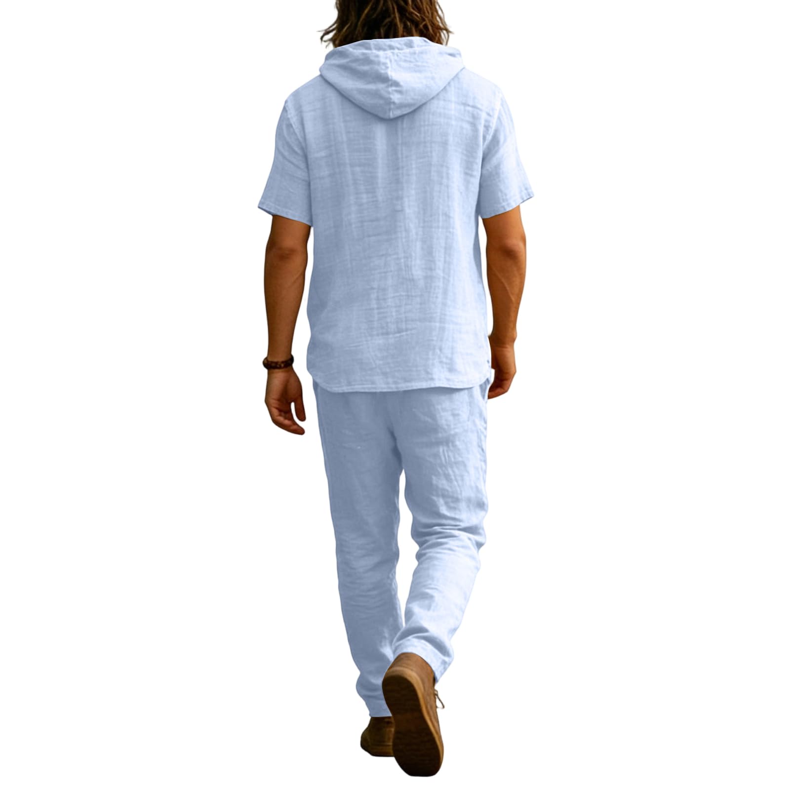 Generico Completo Di Lino Uomo 2026 Padel Tuta Completa Felpa Maniche Corte e Pantaloni Coordinato Uomo