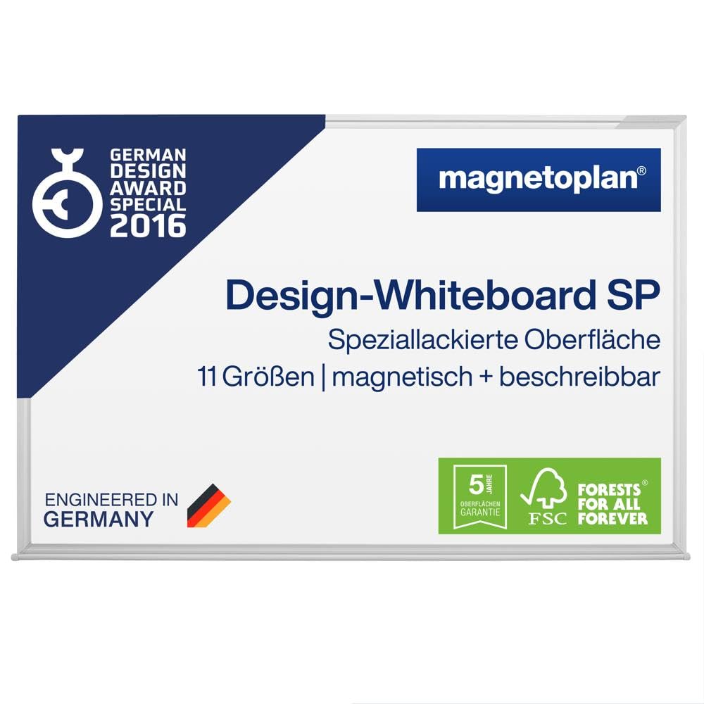 magnetoplan Design-Whiteboard SP | Magnettafel BxH 2000x1000 mm | Stabile, speziallackierte Stahloberfläche | Perfekte Schreibfläche | Bürobedarf | Memoboard für Büro- und Konferenzräume | Homeoffice