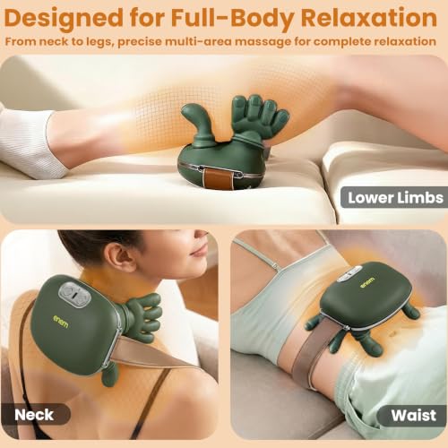Image of Enem Neck & Back Massager for Body, Neck & Cervical Pain, Wireless Portable Heated Human Hand Design Massager for Pain Relief and Muscle Relax (Green)