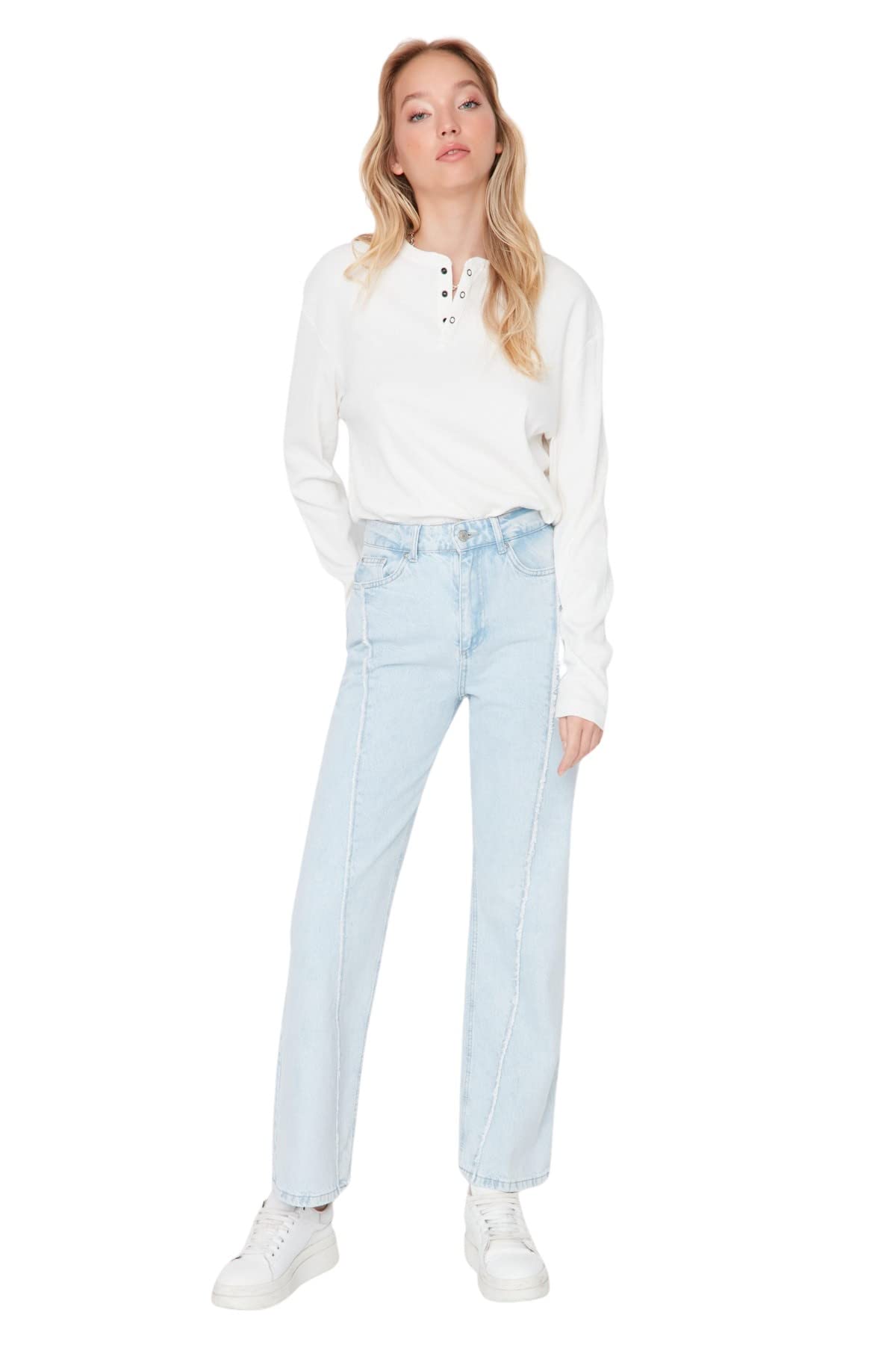 Trendyol Woman 90's Wide Leg Jeans, Light Blue, 42