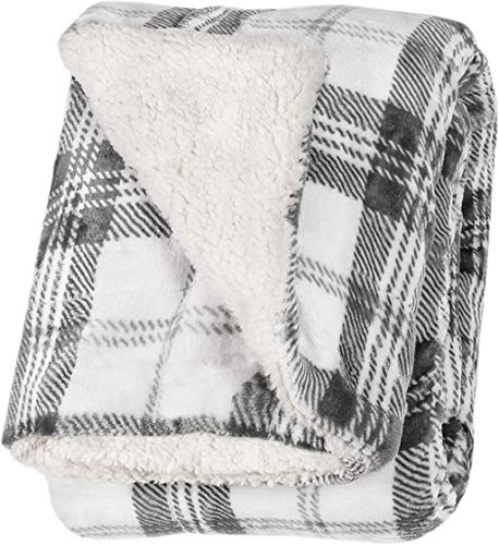 Life Comfort Ultimate Sherpa Throw - 60 in x 70 in (White and Gray)