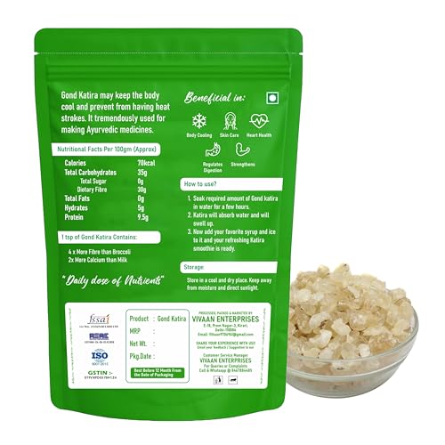 Image of Nutriffin Organic Gond Katira Pure (Edible Gum) | Tragacanth Gum | High Cooling Properties Herbal Food | Super Food (1 kg)