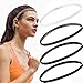 BLUESEABUY 4 pezzi Fascette Capelli, Fasce Capelli Sport Uomo Donna Fascia Sportiva Elastica Antiscivolo per Jogging Calcio Tennis Yoga Golf (Nero Bianco e Grigio)