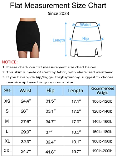 Mangopop Women Ribbed Bodycon Skirt Elastic High Waist Pencil Short Mini Skirt (A1 Black(Slit),Medium) #TOP4