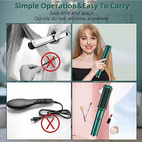 Hair Straightener Comb, Cordless Hair Straightening Curling Brush, Evenly Quickly Heating - Image 4
