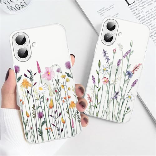 Xylota Floral2 2 Pieces Cover for iPhone 16 6.1 Inches, Transparent Soft Silicone Ultra Thin TPU Case with Aesthetic Flower Designs, Clear Bumper Shockproof Protective Case for Girls Women Xylota Floral2 2 Pieces Cover for iPhone 16 6.1 Inches, Transparent Soft Silicone Ultra Thin TPU Case with Aesthetic Flower Designs, Clear Bumper Shockproof Protective Case for Girls Women
