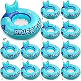Sonwyoung 12 Pcs 53" Heavy Duty River Tube Float Inflatable Pool Floating Tube for Adult Large River Raft Water Chair Lounger with Mesh Bottom Backrest 2 Cup Holders and Handles,Holds 300lb