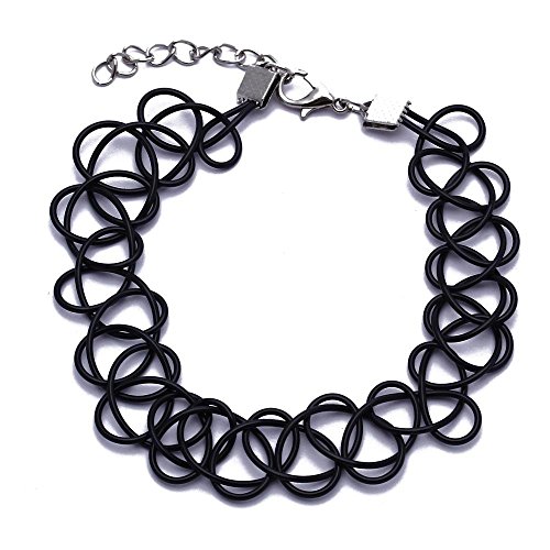 CUHAWUDBA Collar Gargantilla de Estiramiento Negro Tatuaje Retro Vintage Punk Cover