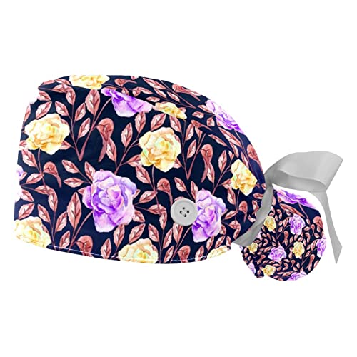 Chapeaux bouffants fleurs JDEZ contre la transpiration au travail : lot de 2