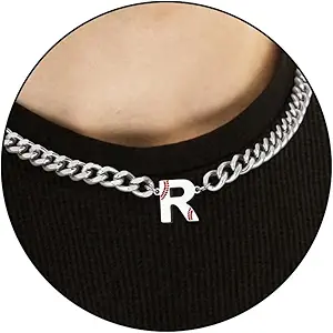 Baseball Necklaces for Boys Stainless Steel Initial Necklace with Letter A-Z 6.5mm Cuban Chain Adjustable Gifts for Men Boys 16+2 Inches