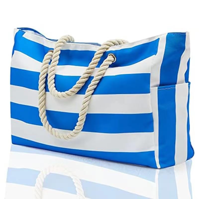 YXQSED Bolso de playa grande impermeable con cremallera, bolso de hombro de lona para viajes, playa, piscina