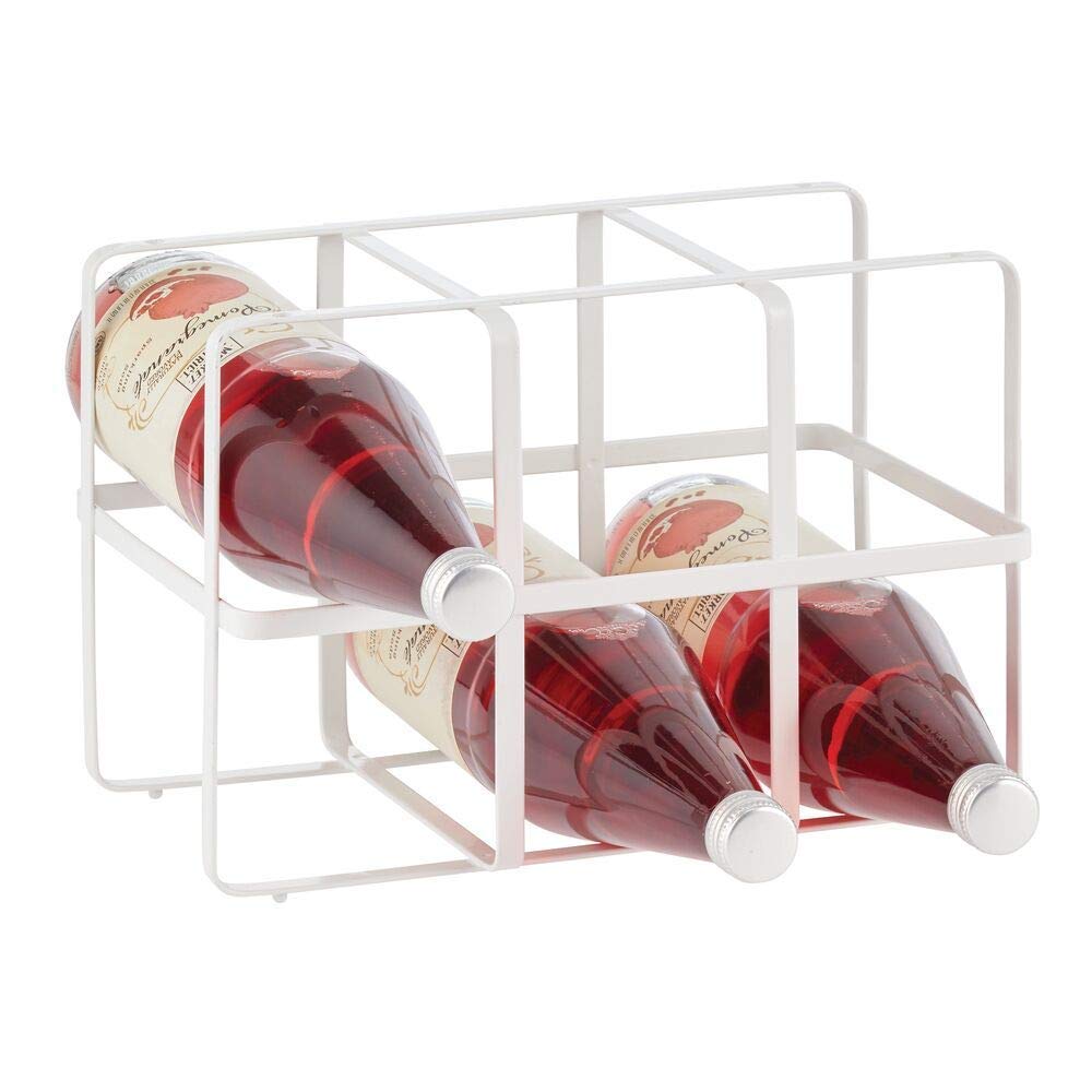 INDIAN DECOR 28578 Metal Free-Standing Wine Rack Storage Organizer for Kitchen Countertops, Pantry, Fridge - Stores Wine, Beer, Pop/Soda, Water Bottles - 2 Levels, Holds 6 Bottles - Matte White-picture-31