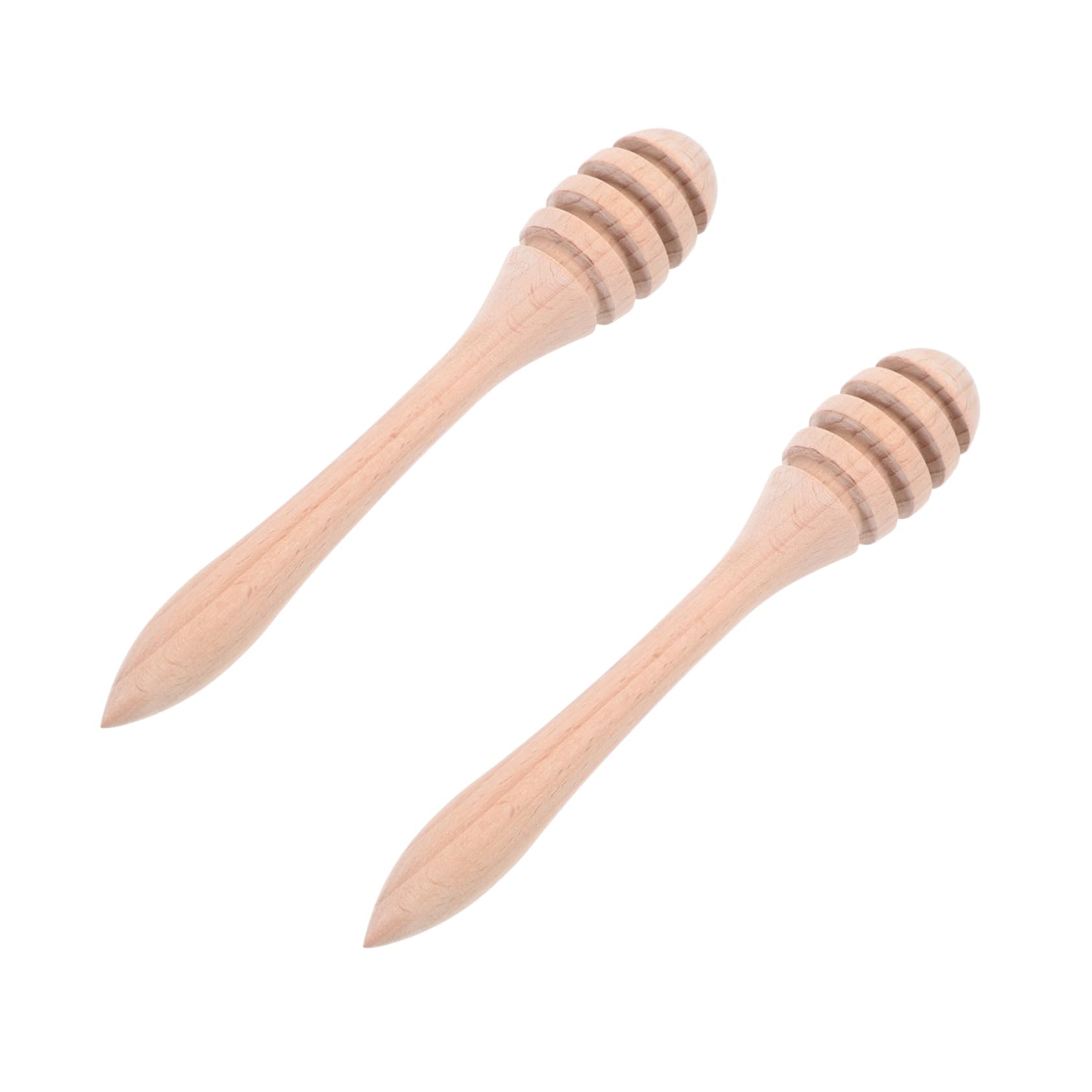 CIYODO 2pcs Wooden Honey Stick Honey Stirring Tools Drink Whisk Honey Dropper Syrup for Drinks Jam Stir Wands Honey Dipper Honey Stirring Spoons Honeycomb Stirrers Honey Wand re-usable