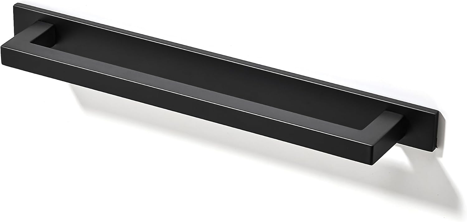 TUNNY 10 Pack Square Solid Cabinet Handles-5"/128mm Screw Spacing Matte Black Furniture Hardware Handles for Kitchen Cabinets Bedroom Dresser Wardrobe Cabinet Pulls