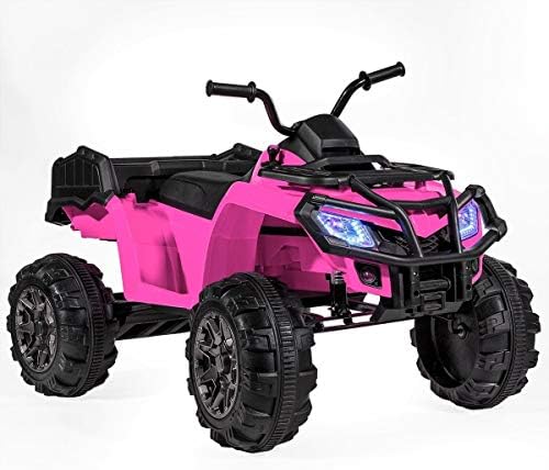 ihubdeal Kid Electric 12V Battery Powered 4-Wheel All Terrain Ride-On MP3 Player LED Light High/Low Speed Function -Pink