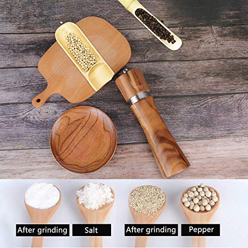 Wood Pepper Grinder - Vanlonpro 8 Inch Pepper Mill With Adjustable Coarseness, Ceramic/Stainless Steel Grinding Salt Mill Refillable, Manual Salt And Pepper Shakers Spice Tools For Your Kitchen #TOP6