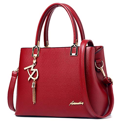 Image of Womens Purses and Handbags Shoulder Bags Top Handle Satchel Tote Bag | Tassel Charm for Ladies Designer Crossbody Purse, Detachable Long Strap, PU Leather Tote Handbag for Women