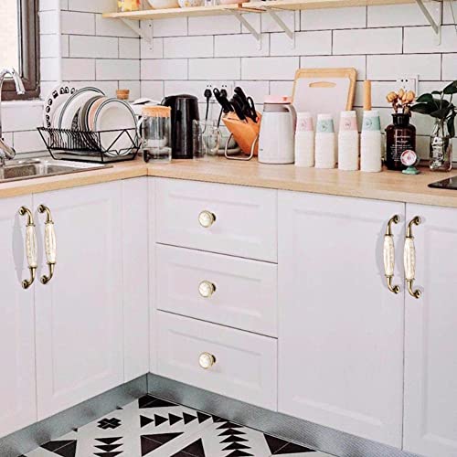 SYDARSYN 4 Pieces Vintage Ceramic Cabinet Door Handles Furniture Drawer Handles Cupboard Pulls Handles Kitchen Cabinet Wardrobe Drawers Knobs Bars Handles 128mm - Image 2