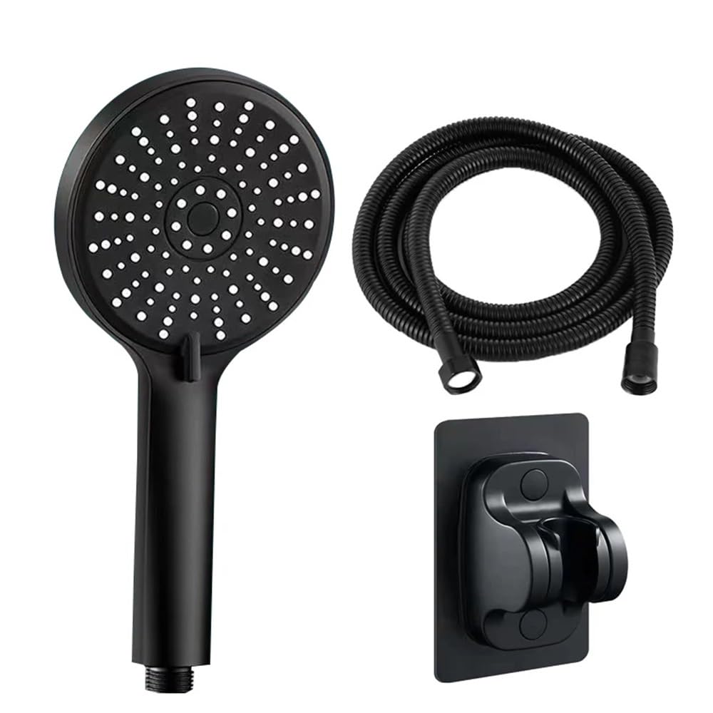 Juego de cabezal de ducha de mano multifunción de 5 velocidades, panel lateral, filtro de agua fuerte para uso universal en el baño (negro) - Mejora tu experiencia de ducha