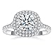 BONLAVIE Coussin 3ct Cubique Zircone éternité Promesse Halo Solitaire Bague de Fiançailles en Argent Sterling 925 Taille 49