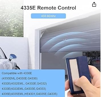 Radio Remote Control for Garage Door, Compatible with Chamberlain LiftMaster 4335E, 433, 92MHz, Handheld Transmitter Telecommand Suitable for 4330E, 4332E, 4333E, 4335E, Pack of 2
