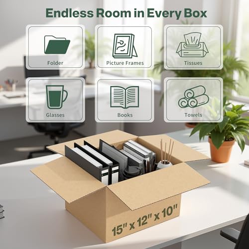 Image of 15x12x10 Shipping Boxes Moving Boxes, 25 Packs Medium Corrugated Cardboard Boxes Shipping Box Moving Box for Business Packaging Boxes